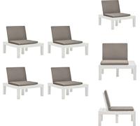 vidaXL Chaises de jardin avec coussins 4 pcs. Plastique Blanc - Chaises de jardin