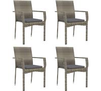 vidaXL Chaises de jardin avec coussins 4 pcs. Poly rotin gris