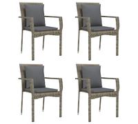 vidaXL Chaises de jardin 4 pcs avec coussins – poly rotin gris