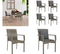 vidaXL Chaises de jardin avec coussins 4 pcs. Poly Rotin Gris - Chaise de jardin - Chaises de jardin - Meubles de jardin - Outdoor Möbel