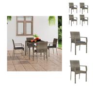 vidaXL Chaises de jardin avec coussins 4 pcs. Poly Rotin Gris - Chaises de jardin