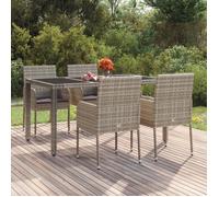 vidaXL Chaises de jardin Lot de 4 avec coussins en poly rotin gris