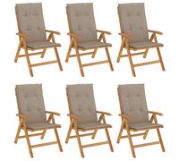 vidaXL Chaises de jardin avec coussins 6 pcs. Bois massif teck