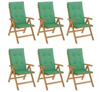 vidaXL Chaises de jardin avec coussins 6 pcs. Bois massif teck