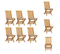 vidaXL Chaises de jardin avec coussins 6 pcs. Gris Motif à carreaux Bois massif Teck - Chaises de jardin