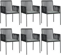 vidaXL Chaises de jardin avec coussins 6 pcs. noir 54x60,5x83,5 cm