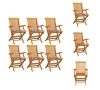 vidaXL Chaises de jardin avec coussins à carreaux rouges (lot de 6) en teck massif - Chaises de jardin