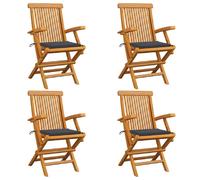 vidaXL Chaises de jardin avec coussins - Anthracite - Lot de 4