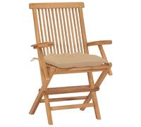 vidaXL Chaises de jardin avec coussins beiges 2 pcs. Bois massif teck