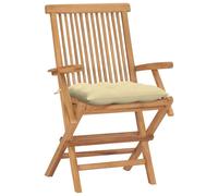 vidaXL Chaises de jardin avec coussins blanc crème 4 pcs. Bois massif teck