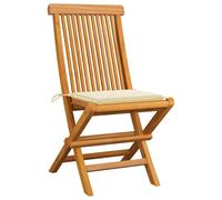 vidaXL Chaises de jardin avec coussins blanc crème 6 pcs. Bois massif teck