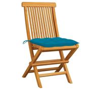 vidaXL Chaises de jardin avec coussins bleu clair 2 pcs. Bois massif teck