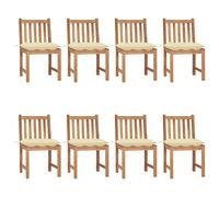 vidaXL Chaises de jardin 8 pcs. avec coussins teck massif