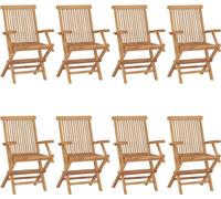 vidaXL Chaises de jardin avec coussins bordeaux 8 pcs. Bois massif teck