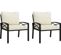 vidaXL Chaises de jardin avec coussins couleur sable 2 pcs 68x76x79 cm acier