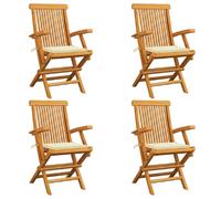vidaXL Chaises de jardin avec coussins crème
