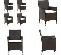 vidaXL Chaises de jardin avec coussins d'assise, lot de 4, en rotin synthétique marron - Chaise de jardin - Chaises de jardin - Chaise d'extérieur - Chaises d'extérieur