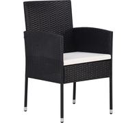 vidaXL Chaises de jardin Polyrattan noir 2 pcs avec coussins blanc crème