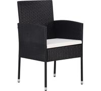 vidaXL Chaises de jardin avec coussins en blanc crème 4 pcs. noir Polyrattan