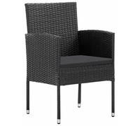 vidaXL Chaises de jardin avec coussins en noir 4 pcs. noir Polyrattan