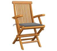 vidaXL Chaises de jardin avec coussins Gris Bois massif teck 8 pièces