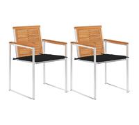 vidaXL Chaises de jardin avec coussins lot de 2 Acacia solide et acier