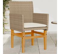 vidaXL Chaises de jardin avec coussins 2 pcs. Beige Poly Rotin Massif