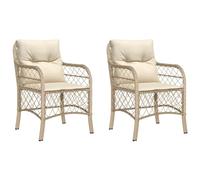 vidaXL Chaises de jardin avec coussins 2 pcs. Beige Poly Rattan