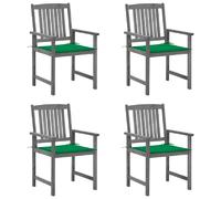 vidaXL Chaises de jardin avec coussins 4 pcs. Gris Bois massif Acacia