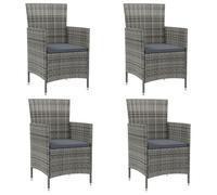 vidaXL Chaises de jardin avec coussins 4 pcs. Poly rotin gris