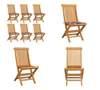 vidaXL Chaises de jardin avec coussins, lot de 6, motif à carreaux rouges, bois de teck massif - Chaise de jardin - Chaises de jardin - Chaise de jardin en bois - Chaises de jardin en bois