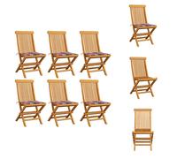 vidaXL Chaises de jardin avec coussins, lot de 6, motif à carreaux rouges, bois de teck massif - Chaises de jardin