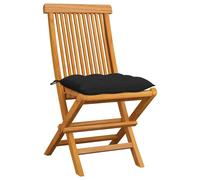 vidaXL Chaises de jardin avec coussins noirs 6 pcs. Bois massif teck