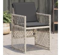 vidaXL Chaises de jardin avec coussins - Poly rotin - Gris clair - Lot de 4