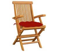 vidaXL Chaises de jardin avec coussins rouges 6 pcs. Bois massif teck