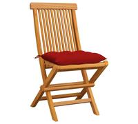 vidaXL Chaises de jardin avec coussins rouges 6 pcs. Bois massif teck