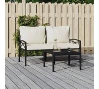 vidaXL Chaises de jardin avec coussins sable 2 pcs 62x75x79 cm acier Noir G