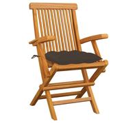 vidaXL Chaises de jardin avec coussins taupe 3 pcs. Bois massif teck