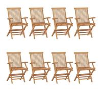 vidaXL Chaises de jardin avec coussins Taupe 8 pcs. Bois massif teck