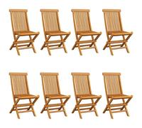 vidaXL Chaises de jardin avec coussins Taupe 8 pcs. Bois massif teck