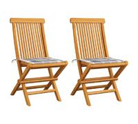 vidaXL Chaises de jardin avec coussins - Teck