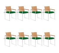vidaXL Chaises de jardin avec coussins - Teck massif