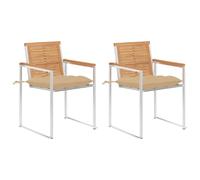 vidaXL Chaises de jardin avec coussins - Teck solide
