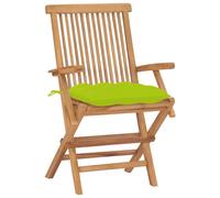 vidaXL Chaises de jardin avec coussins vert clair 2 pcs. Bois massif teck