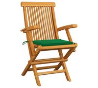 vidaXL Chaises de jardin avec coussins verts 6 pcs. Bois massif teck