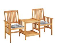 vidaXL Chaises de jardin avec table de thé et coussins en acacia massif