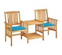 vidaXL Chaises de jardin avec table de thé et coussins en acacia massif