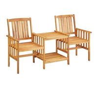 vidaXL Chaises de jardin avec table de thé et coussins en acacia massif