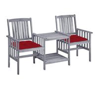 vidaXL Chaises de jardin avec table de thé et coussins en bois massif d'acacia