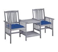 vidaXL Chaises de jardin avec table de thé et coussins en bois massif d'acacia